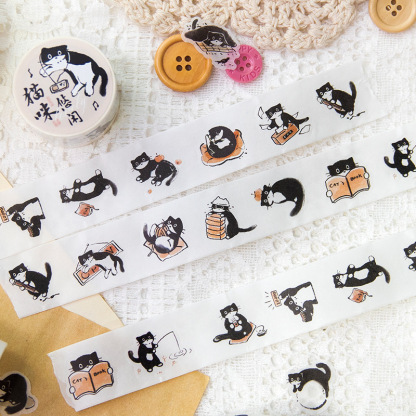 Twilight tape cat daily series small black cat theme Journal decorative material stickers 4