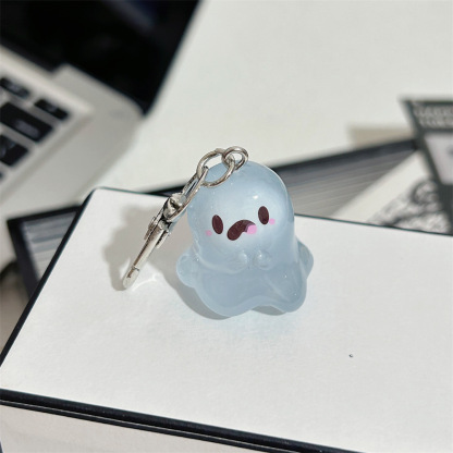 Creative Cute Luminous Ghost Keychain Funny Three-dimensional Halloween Doll Bag Pendant Ins Accessories