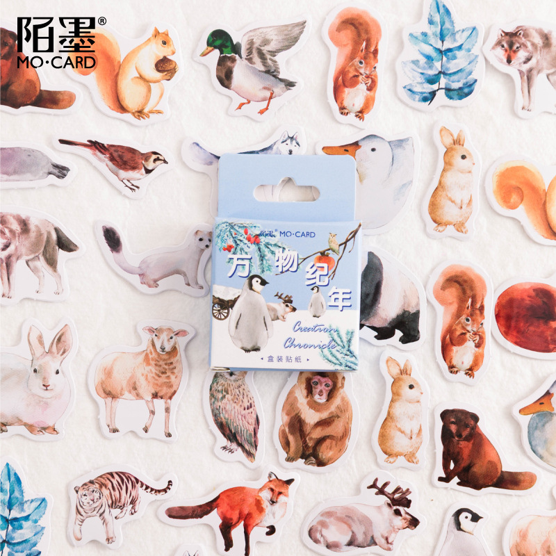 Mo Mo Boxed Stickers Everything Chronicle Series Creative Cute Animal Handbook Diary DIY Material Decorative Stickers