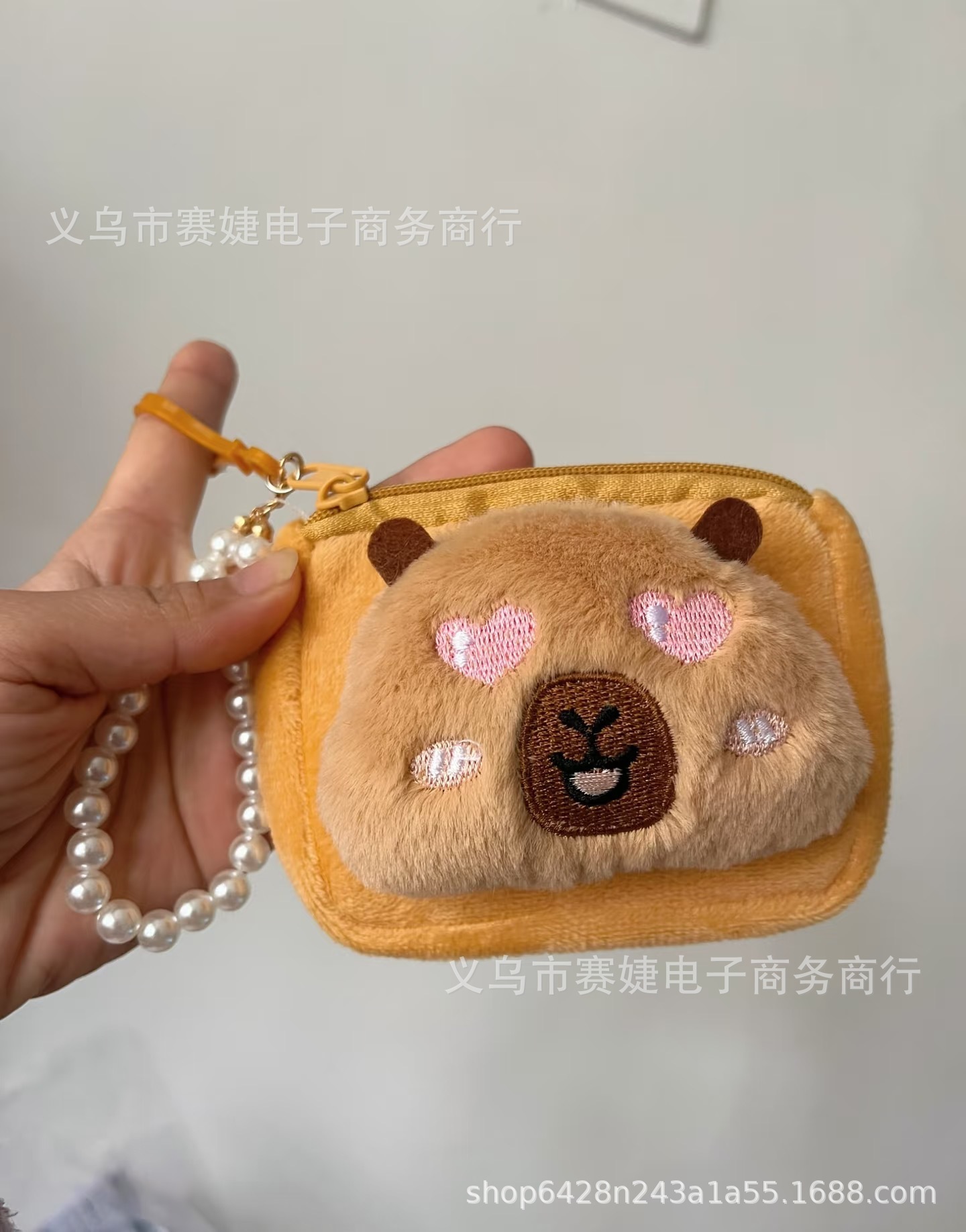 New Kapi Barra Plush Coin Purse Women's Mini Pearl Small Bag Cute Keychain Pendant Portable Headset Collar