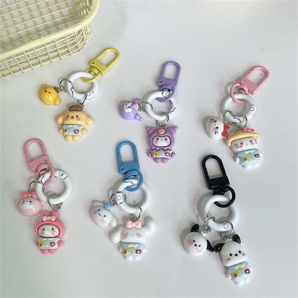 Original small size Card Ring Sanrio Kindergarten Cute Keychain Pendant Girl's Best Friend Gift Schoolbag Accessories