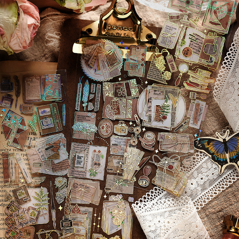 Infeel.Me PET sticker Mountain Moon pillow series retro bronzing old things hand account material 3 into 4