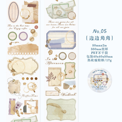 Twilight PET Tape Slowly Daily Series Retro Hand Account Material Collage European Decorative Stickers DIY 6