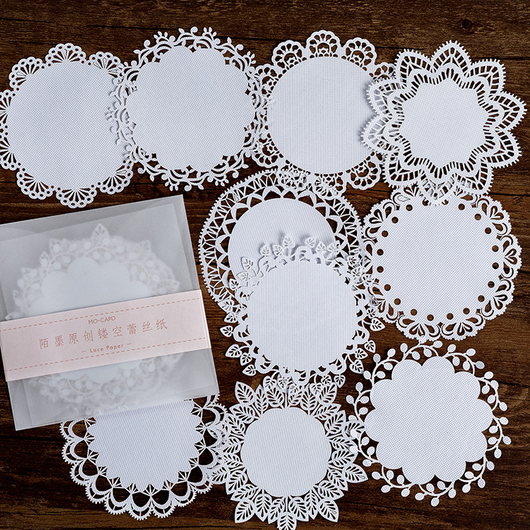 Laser Cut Lace Paper Alice Tea Party Series Handbook Diy Material Decorative Stickers Pieces Styles Office/cultural/stationery