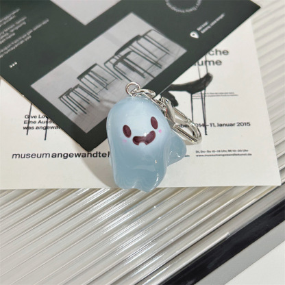 Creative Cute Luminous Ghost Keychain Funny Three-dimensional Halloween Doll Bag Pendant Ins Accessories