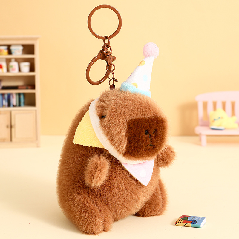 Cute Plush Dolphin Happy Food Station Creative Keychain Capibala Dolphin Bag Pendant Gift Wholesale