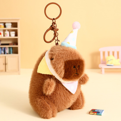 Cute Plush Dolphin Happy Food Station Creative Keychain Capibala Dolphin Bag Pendant Gift Wholesale