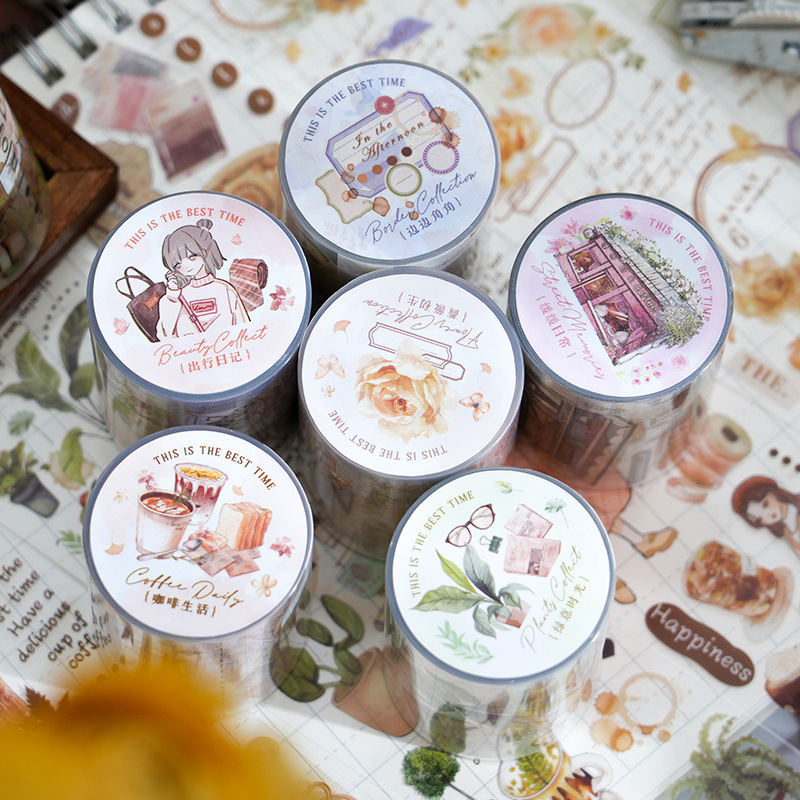 Twilight PET Tape Slowly Daily Series Retro Hand Account Material Collage European Decorative Stickers DIY 6