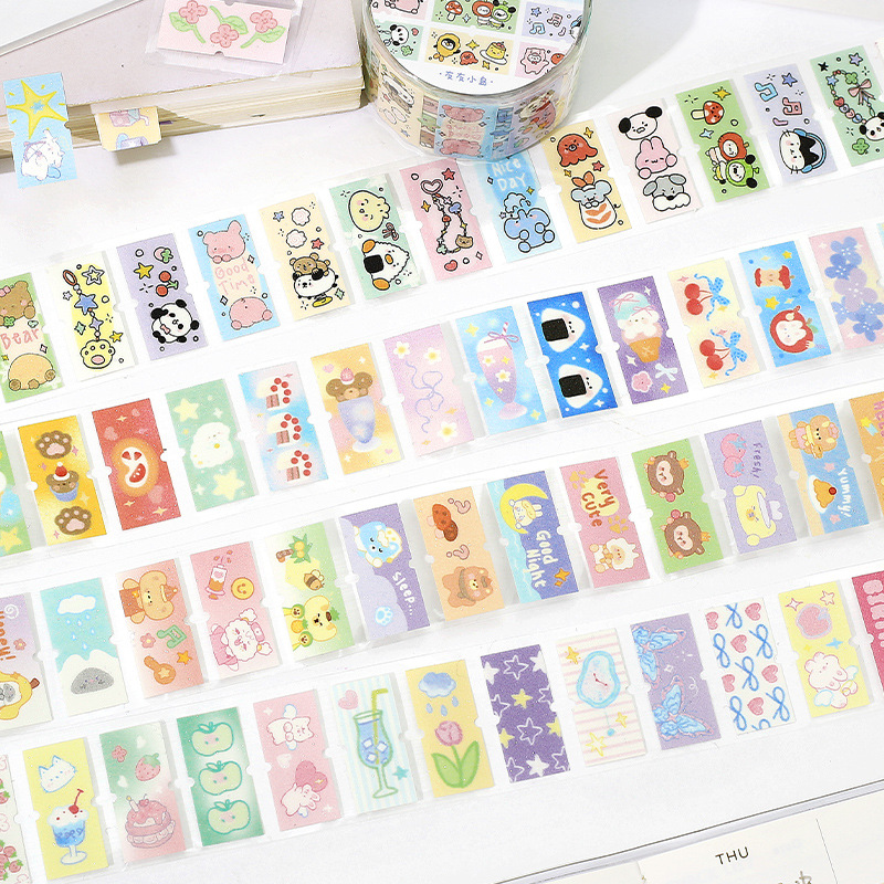 Letter Lovers Flash Sand Die Cut Synthetic Paper Tape Label Diary Series Student Hand Account Decorative Sticker Tape