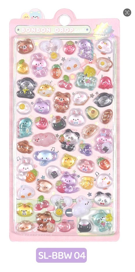 new cartoon cute 3D embossed three-dimensional crystal stickers handbook material phone case DIY decorative stickers