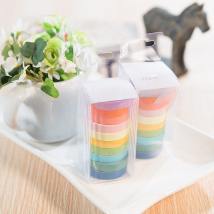 Colorful Diy Box Candy Color Solid Color Cute Easy Tear Paper Rainbow Tape Office Culture Solid Cute Tear Paper Rainbow Tape