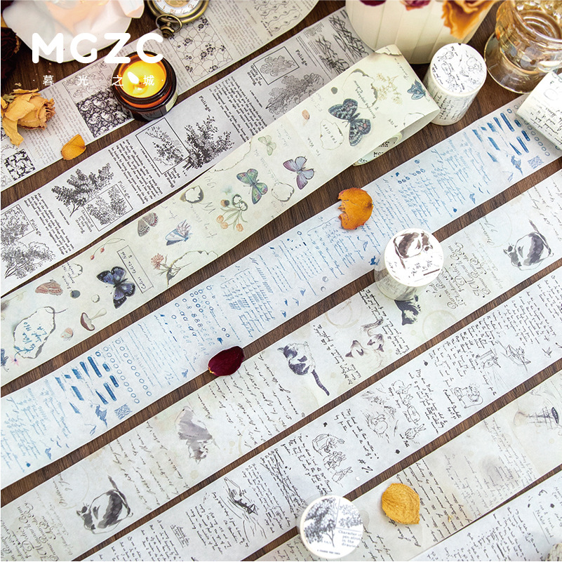 Twilight and paper tape Norman Diary series retro text Journal collage material loop stickers 8