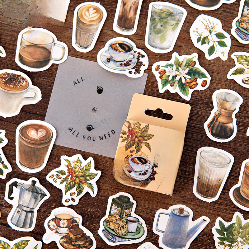 Momo cross-border boxed stickers large collection vintage plant flower Journal diy decorative adhesive sealing stickers