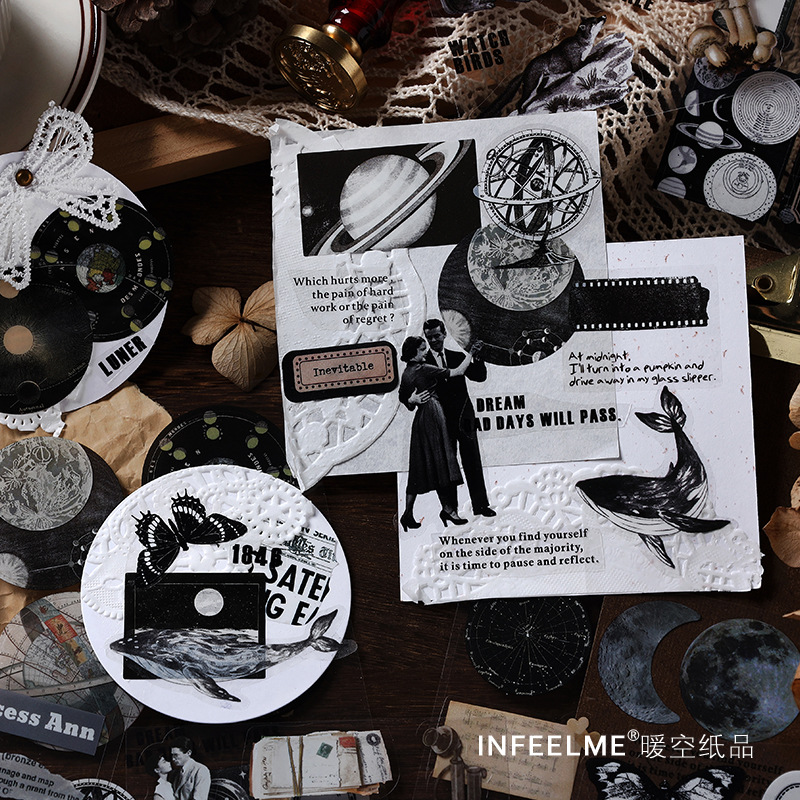 Infeel.Me PET sticker this island mountain style series retro picture guide account material decoration stickers 4