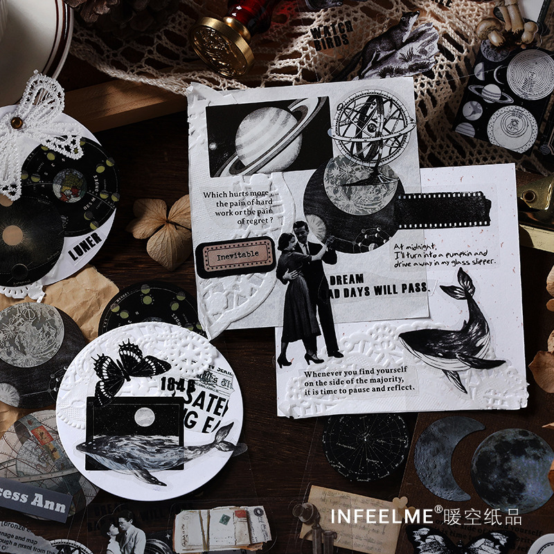 Infeel.Me PET sticker this island mountain style series retro picture guide account material decoration stickers 4