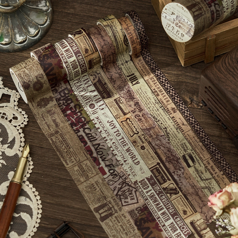 Early foam reliving old dream series and paper tape retro English letter text decoration collage hand account tape 8