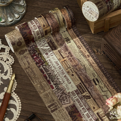 Early foam reliving old dream series and paper tape retro English letter text decoration collage hand account tape 8