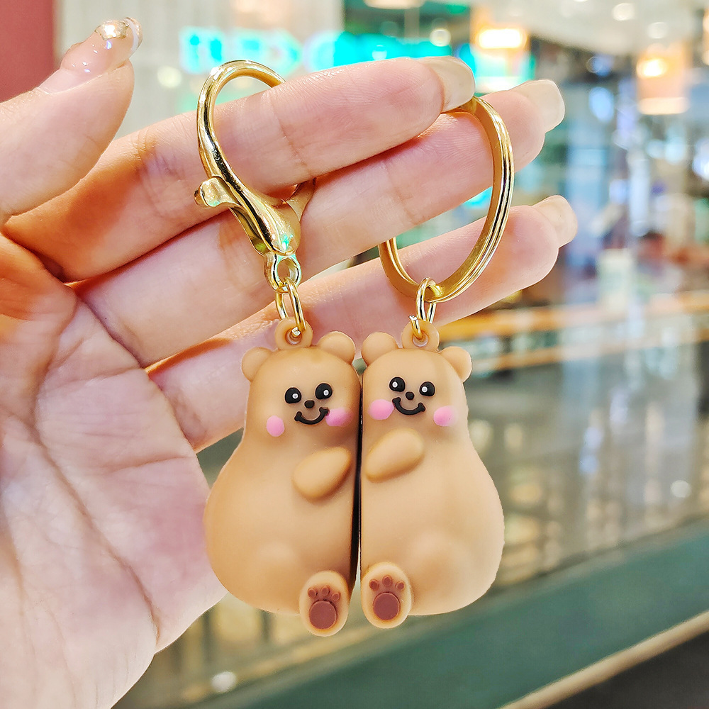 Cute Cartoon Jiyka Wow chiikawa Jiyixiaoba Couple Friends Magnetic Key Chain Bag Pendant