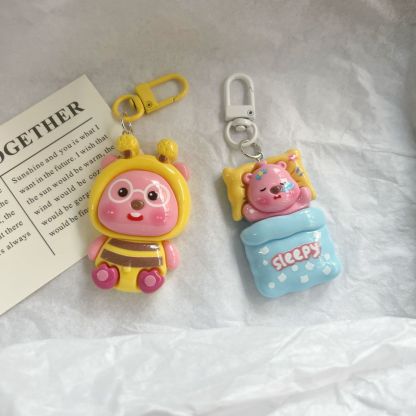 Large Size Transformable Keychain Sweet Girl Best Friend Couple Gift School Bag Pendant Accessory Hanging Decoration Resin Craft