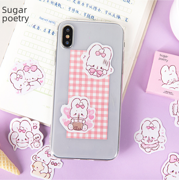 Candy Poem Boxed Stickers 45pcs Daily Use Non-drying Adhesive Stickers Scrapbooking Album Decoration Diy Sealing