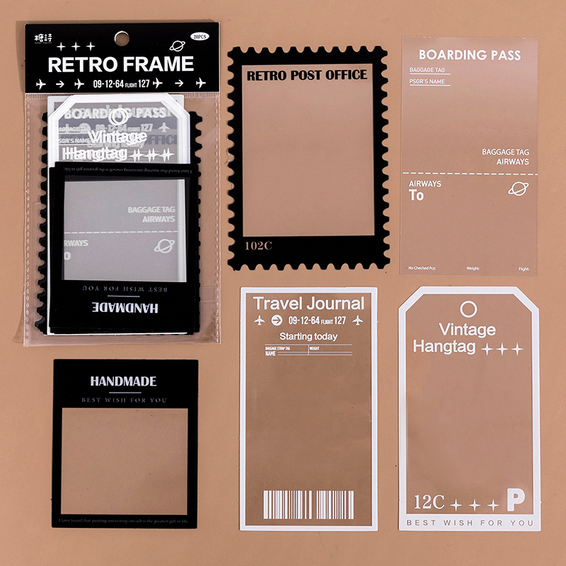 Tangshi PET white ink sticker package frame Museum series retro dream journal photo frame stickers 6