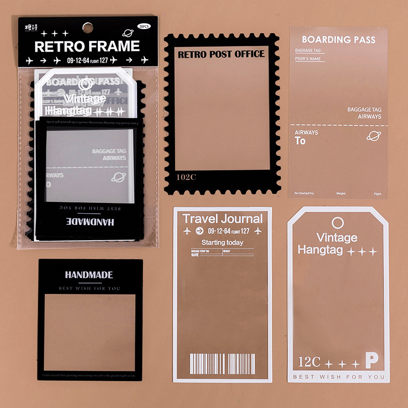 Tangshi PET white ink sticker package frame Museum series retro dream journal photo frame stickers 6