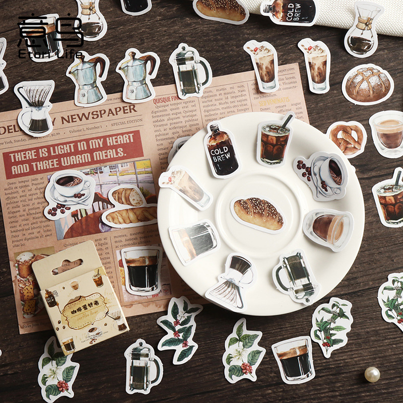 Italian bird boxed stickers coffee lovers creative material decorative stickers diy sealing stickers 46