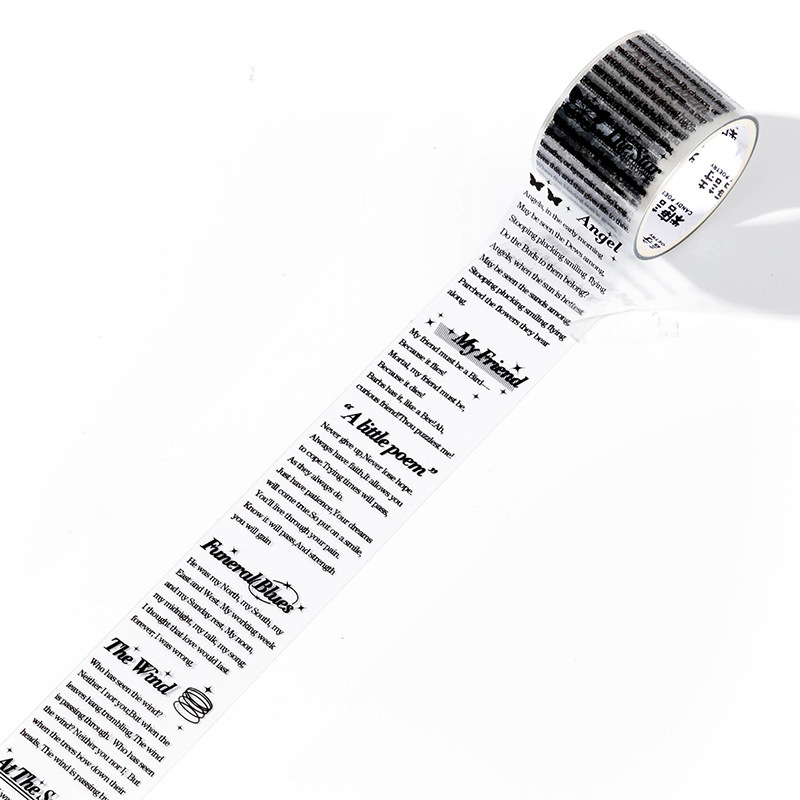 Sugar poem PET tape time manuscript series retro English hand account DIY material backing cycle stickers 6