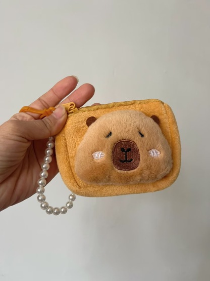 New Kapi Barra Plush Coin Purse Women's Mini Pearl Small Bag Cute Keychain Pendant Portable Headset Collar