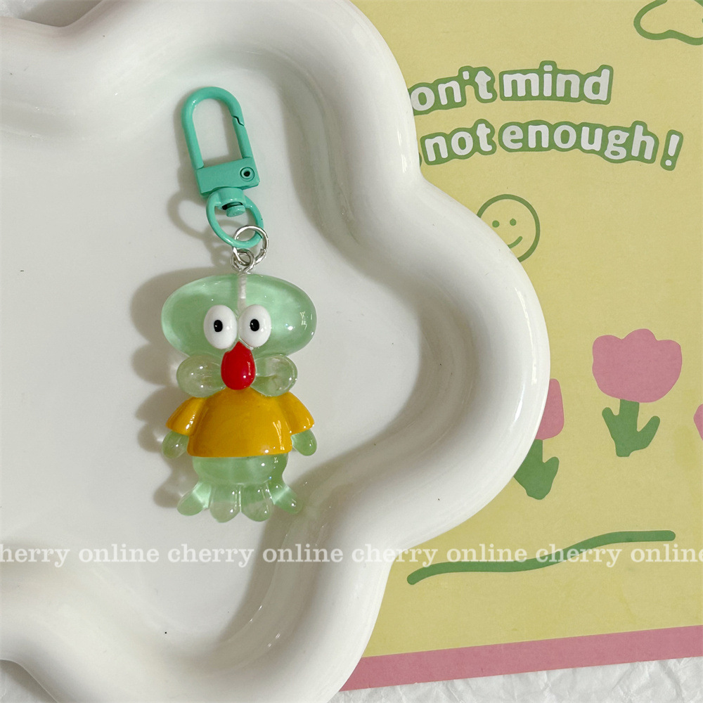 Luminous Q Version Spongebob PaiDa Star Pendant Cute Jelly Transparent Keychain Fun Cartoon School Bag Hanging Ornaments