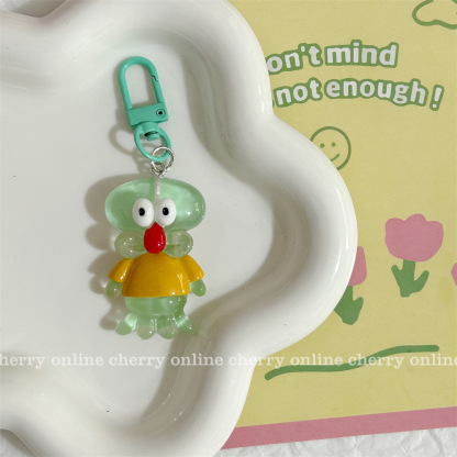 Luminous Q Version Spongebob PaiDa Star Pendant Cute Jelly Transparent Keychain Fun Cartoon School Bag Hanging Ornaments