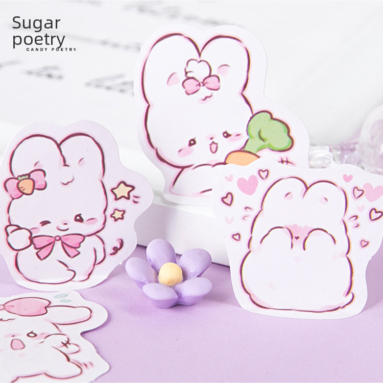 Candy Poem Boxed Stickers 45pcs Daily Use Non-drying Adhesive Stickers Scrapbooking Album Decoration Diy Sealing