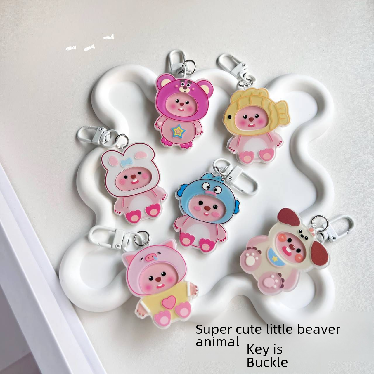 Beaver Animal Keychain Backpack Pendant Sweet Computer USB Flash Drive Cute Cartoon Accessories Acrylic Material Non-Patented