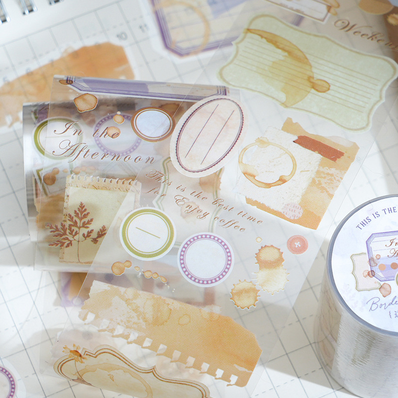 Twilight PET Tape Slowly Daily Series Retro Hand Account Material Collage European Decorative Stickers DIY 6