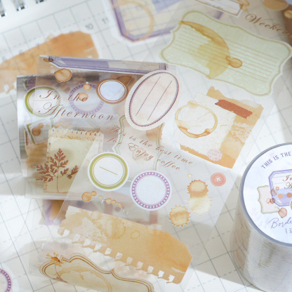 Twilight PET Tape Slowly Daily Series Retro Hand Account Material Collage European Decorative Stickers DIY 6