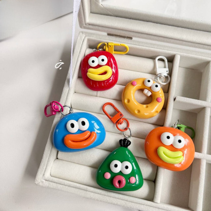 Adorable Resin Doll Keychain with Big Mouth for Car Hanging Decoration Student Couple Book Bag Accessory Bag Charm