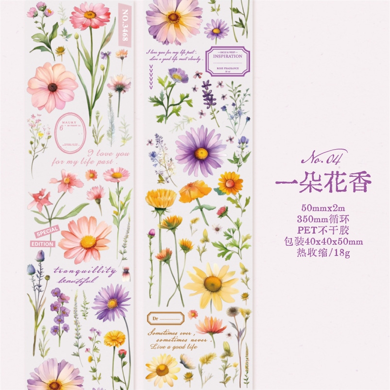 Yanji PET tape years River Series French romantic Journal decoration material loop stickers 6