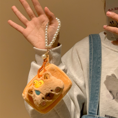 New Kapi Barra Plush Coin Purse Women's Mini Pearl Small Bag Cute Keychain Pendant Portable Headset Collar