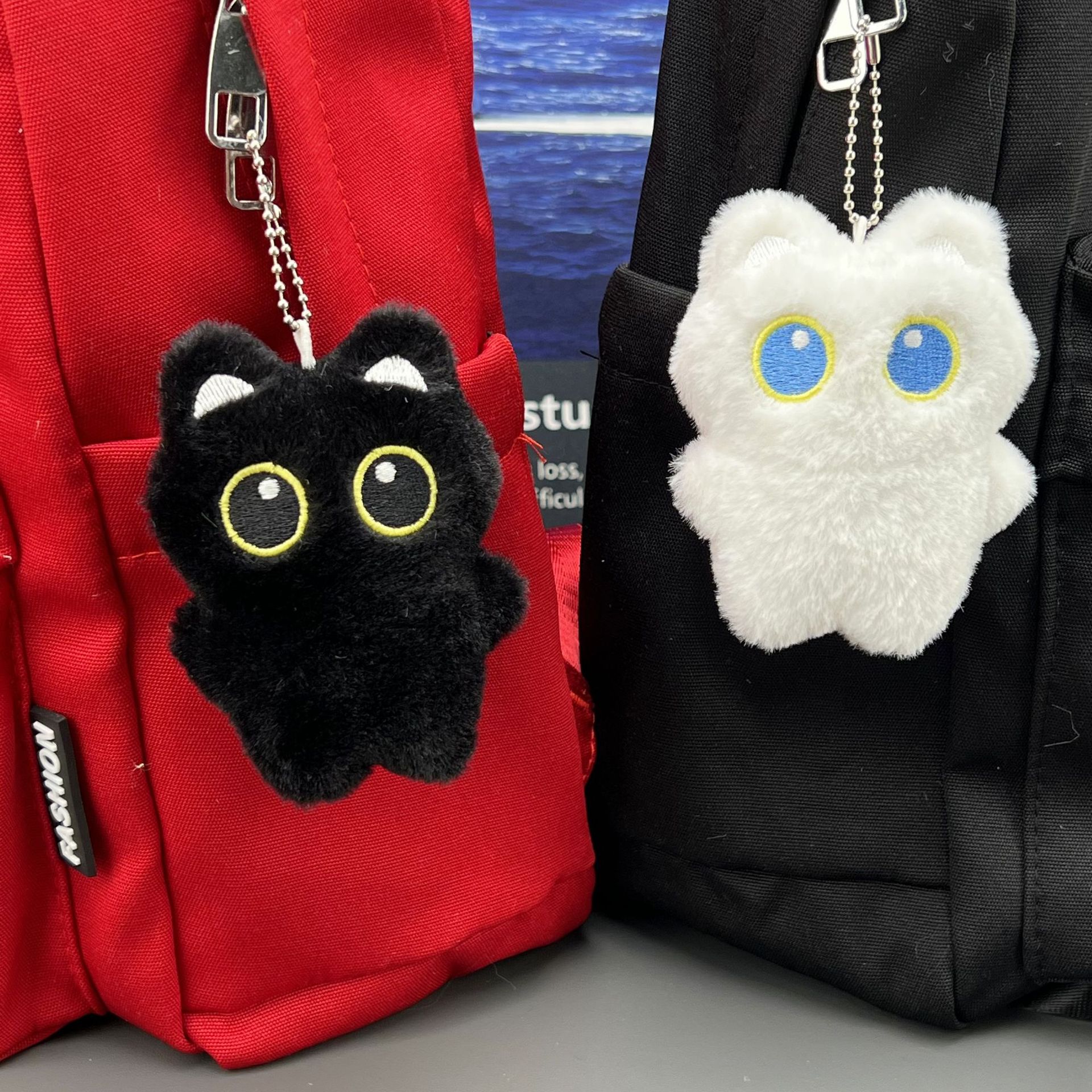 Squeaking Popular Black Cat Plush Keychain
