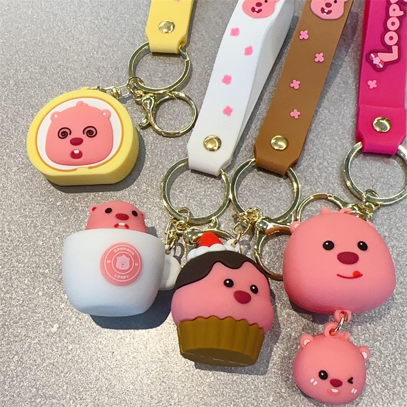 Cute Ruby Keychain Pendant Cyber Celebrant Little Beaver Doll Pendant Couple Small Gift Cartoon Car Key Chain