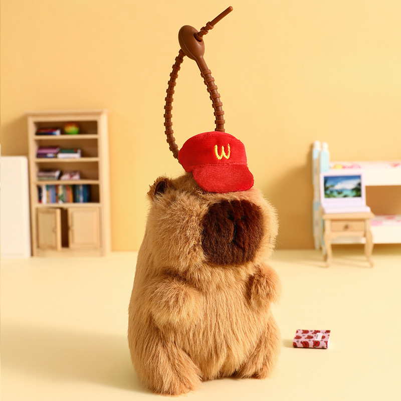 Cute Plush Dolphin Happy Food Station Creative Keychain Capibala Dolphin Bag Pendant Gift Wholesale