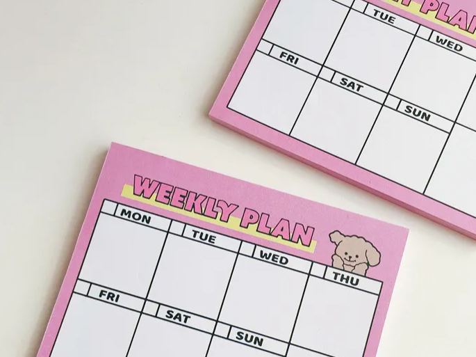 Cartoon girl heart ins same style note paper weekly plan puppy note book