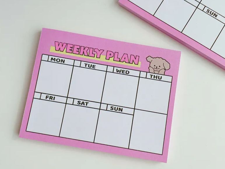 Cartoon girl heart ins same style note paper weekly plan puppy note book