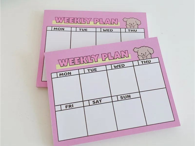 Cartoon girl heart ins same style note paper weekly plan puppy note book