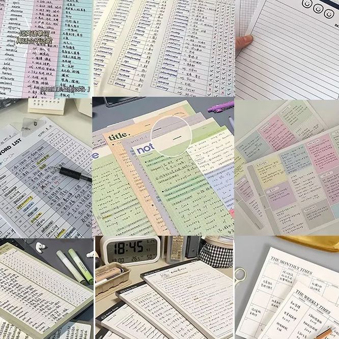 Big Sticky Note Book Collection | B5 Planner 30 sheets/60 words book Time Planner Study Pattern Book