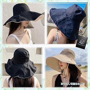 ツバ大きい帽子 つば大きい帽子 つばおおきい帽子 レディース つばひろ UVハット バケットハット 紫外線ハット 日除け 日よけ 帽子 ハット 顔が隠れる スラウチハット つばひろ 小顔効果 日除け帽