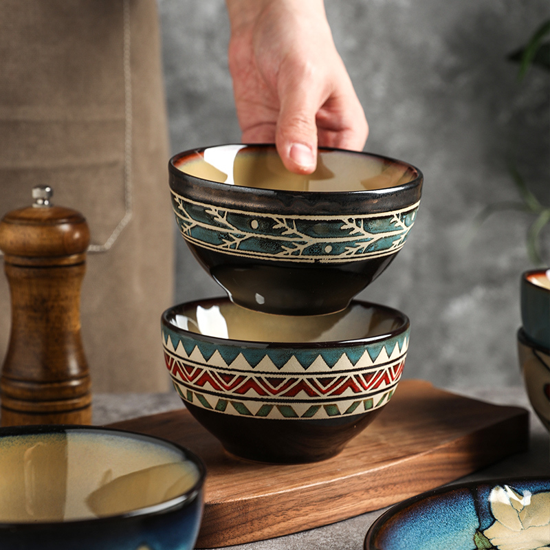 日式窑变釉陶瓷碗