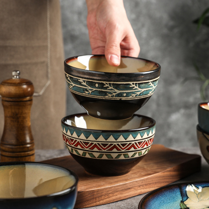 日式窑变釉陶瓷碗