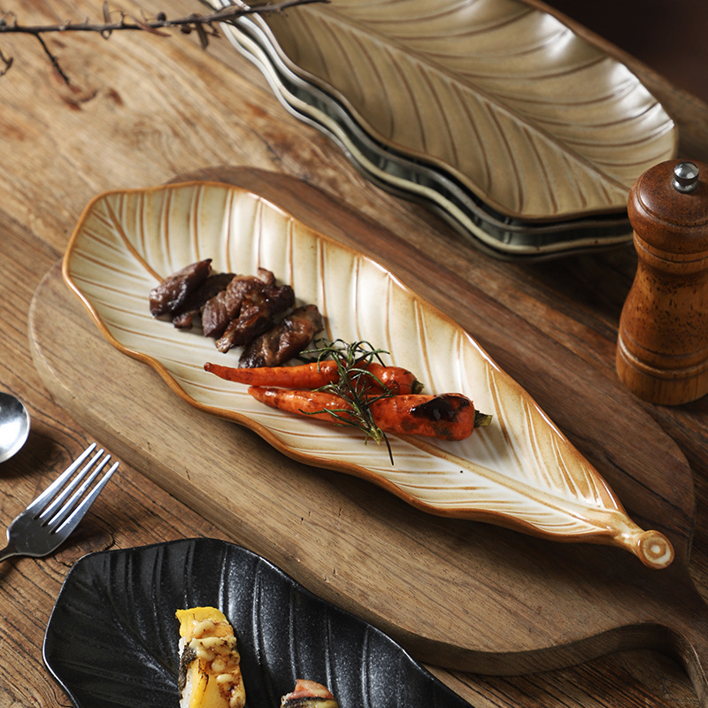 日式長條樹葉盤