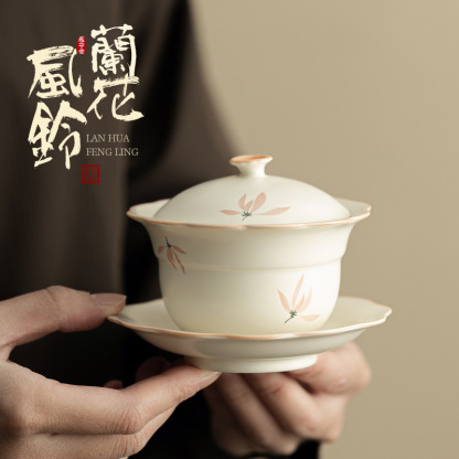 蘭花風鈴-花口葫蘆蓋碗